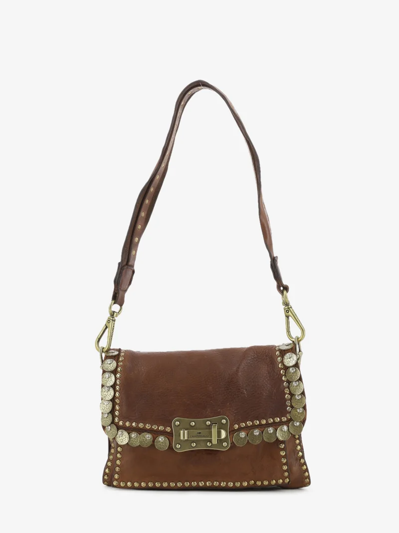 Borsa a tracolla Agnese in pelle marrone