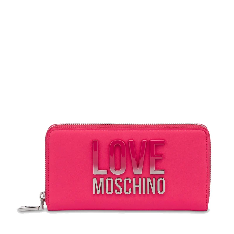 Portafoglio Donna Zip Around LOVE MOSCHINO Fuxia con Logo Lettering Sfumato