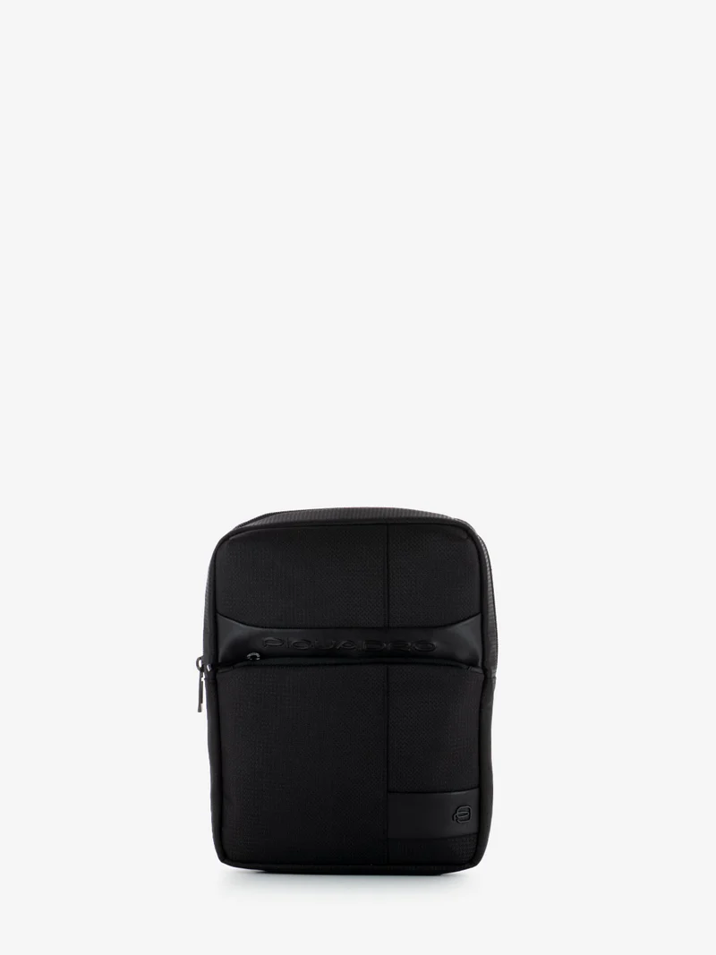 Borsello porta Ipad in tessuto e pelle nero