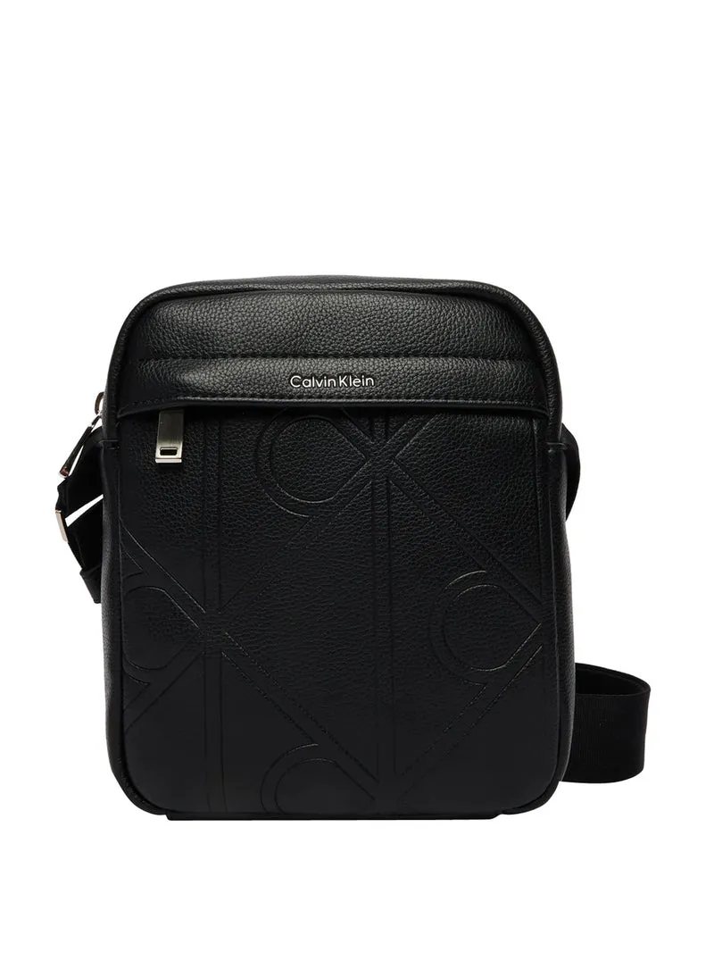 Calvin Klein Borsa A Tracolla Calvin Klein Emblem Aop Emboss Reporter Nero
