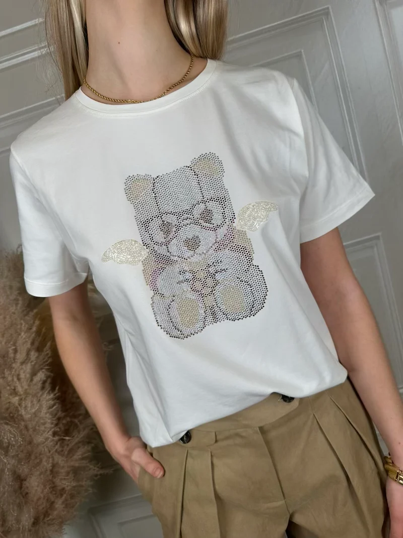 T-shirt orsetto strass - Kikisix