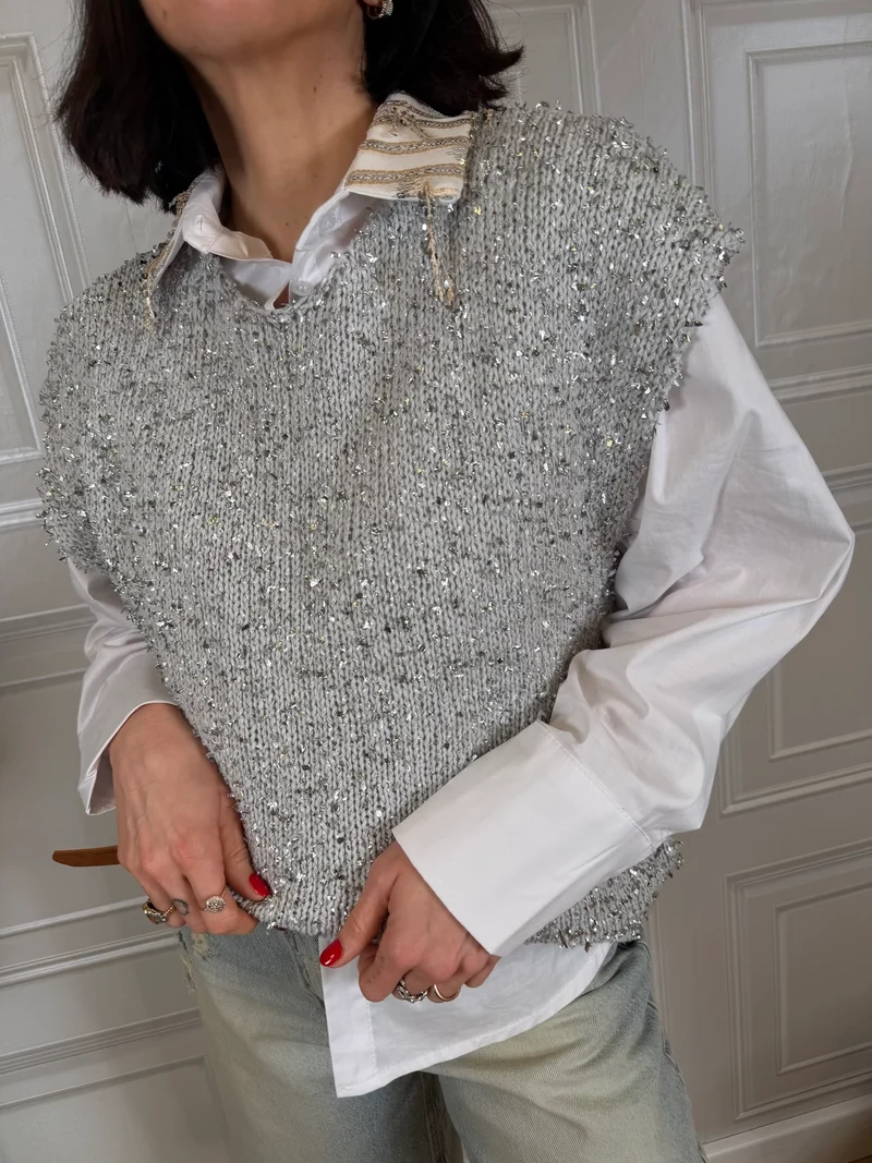 Gilet in maglia con pagliuzze - Haveone