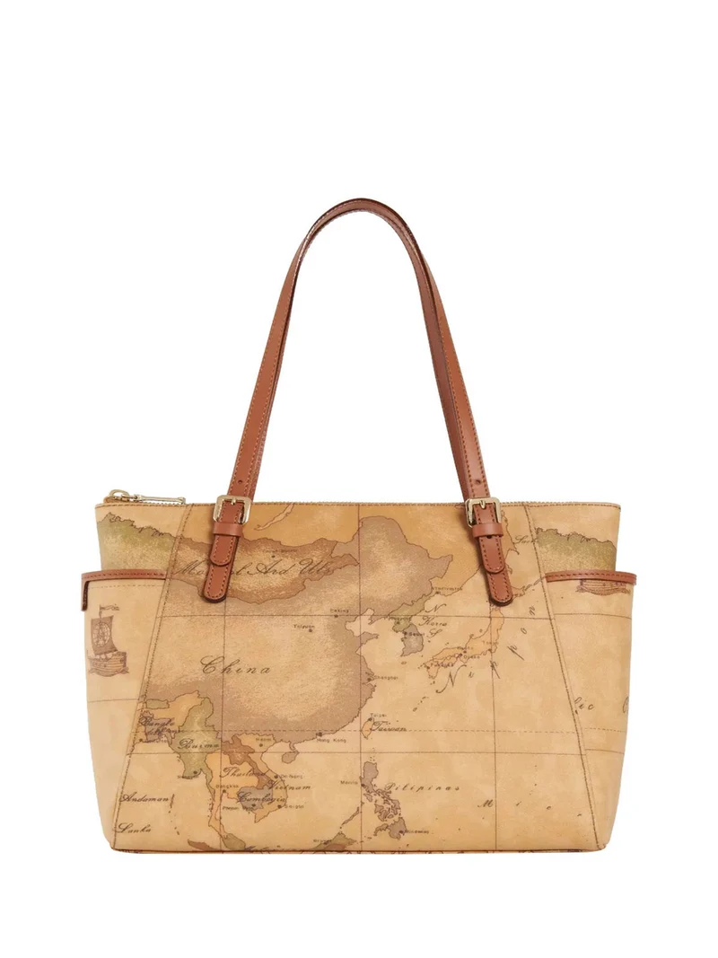 Alviero Martini Borsa Shopping Bag Con Fibbie Geo Classico Naturale