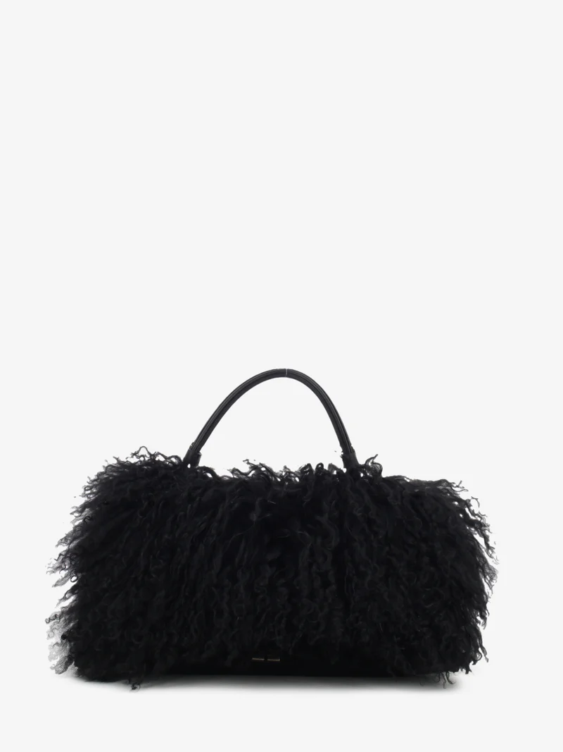 Borsa in pelliccia e suede nero
