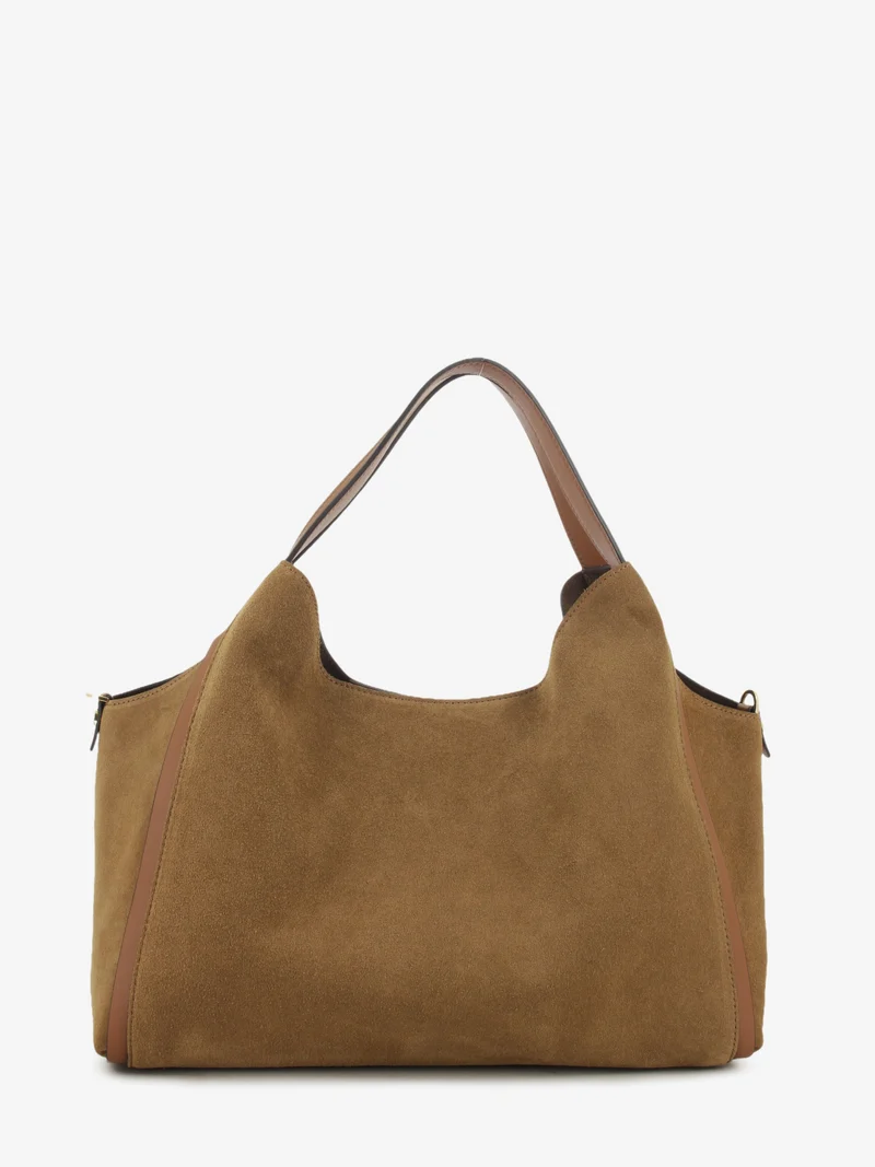 Borsa in pelle scamosciata sigaro