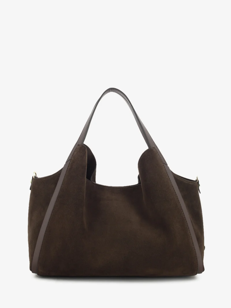 Borsa in pelle scamosciata cioccolato