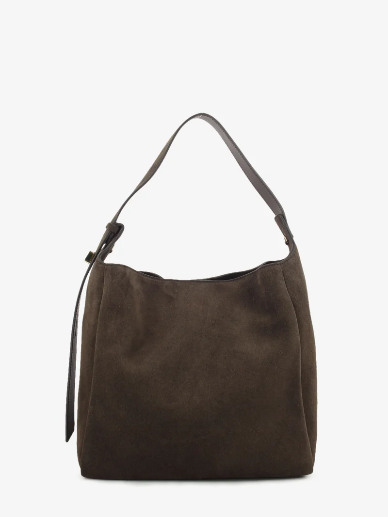 Borsa in pelle scamosciata cioccolato