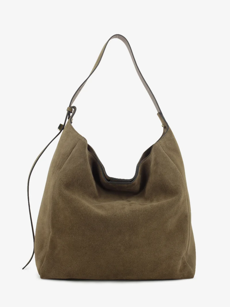 Borsa in pelle scamosciata taupe