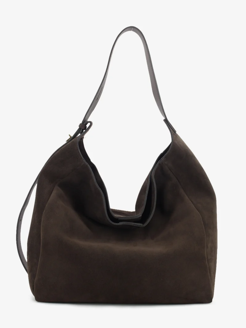 Borsa in pelle scamosciata cioccolato
