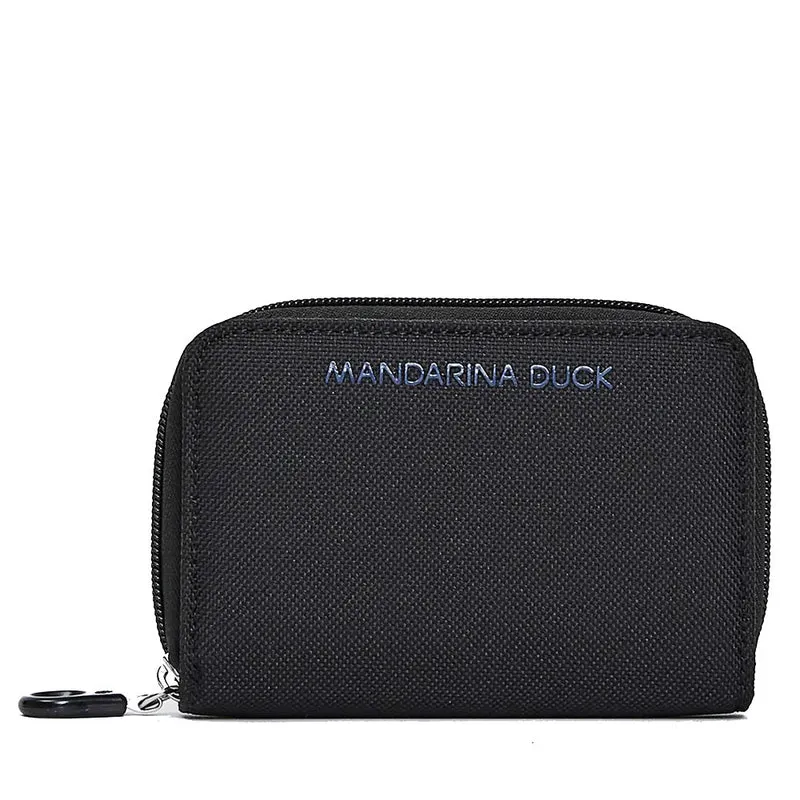 Portafoglio Donna con Bottone MANDARINA DUCK linea MD20 in Tessuto Nero
