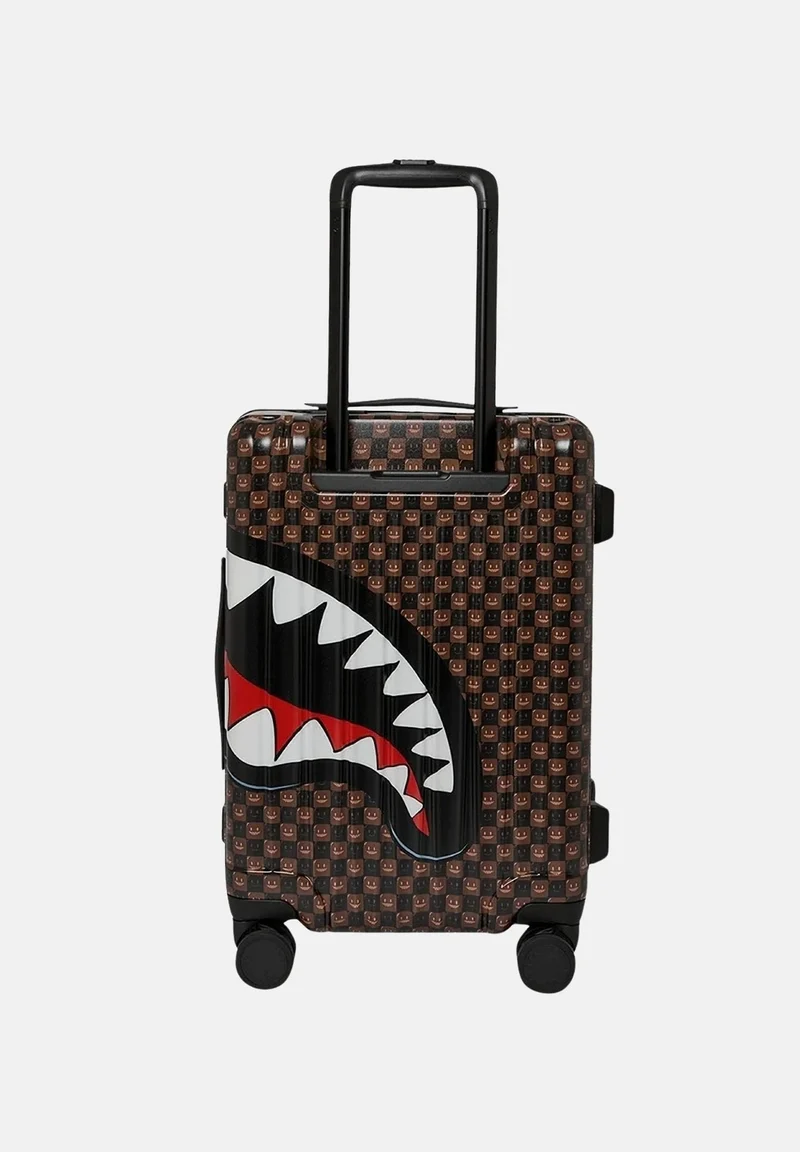 SPRAYGROUND SHARKS IN PARIS WTF BUBBLE BROWN CHECK CARRY-ON LUGGAGE