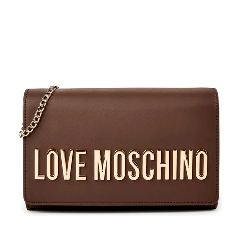 Clutch Donna con Tracolla LOVE MOSCHINO linea Smart Daily Bag Lettering Logo Marrone
