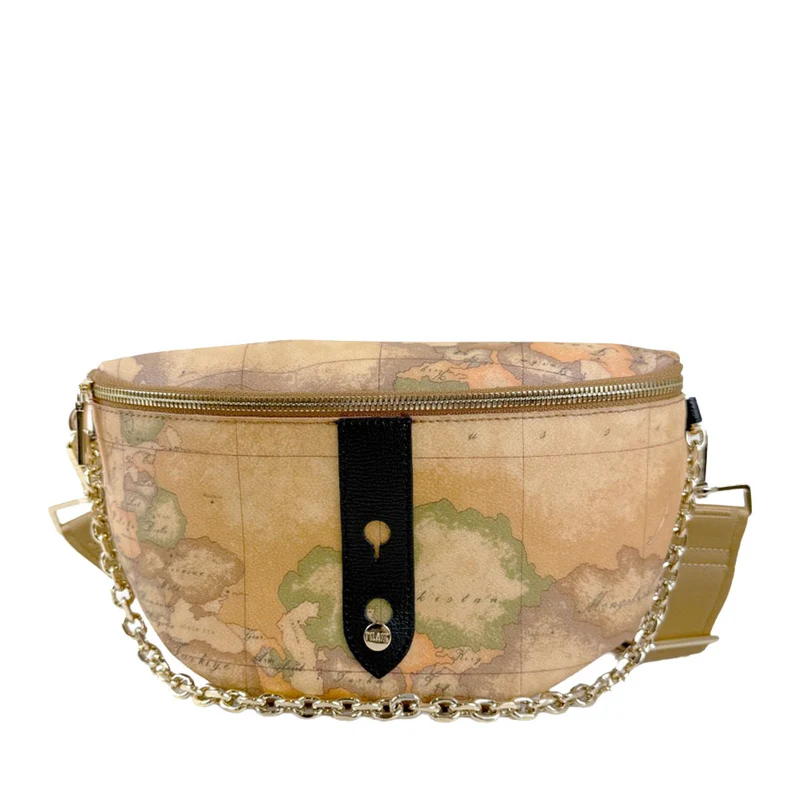 Marsupio Donna 1A Classe Alviero Martini linea Escape Geo stampa Geo Classic e Nero PQ09
