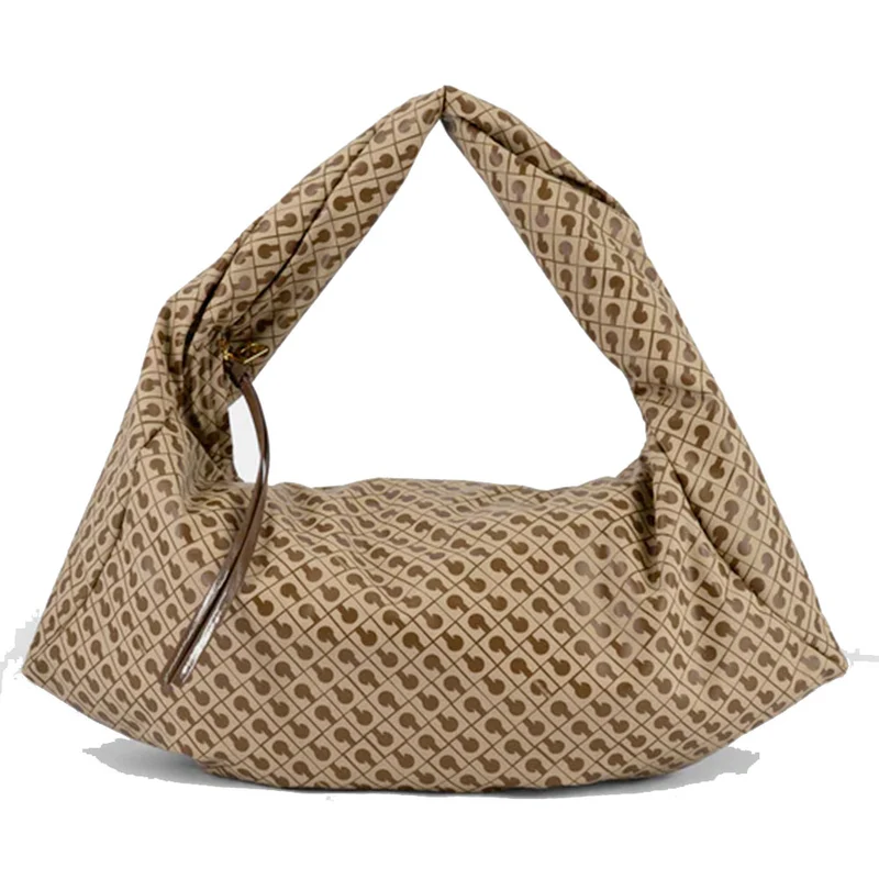 Hobo Bag Large GHERARDINI in Tessuto Softy colore Tabacco Burro