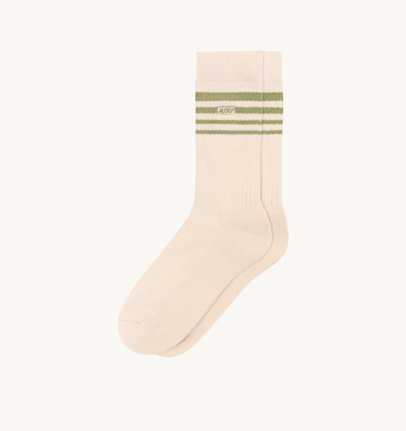 AUTRY - SOPU 0585 - Autry Calzino - Crema stripes verde
