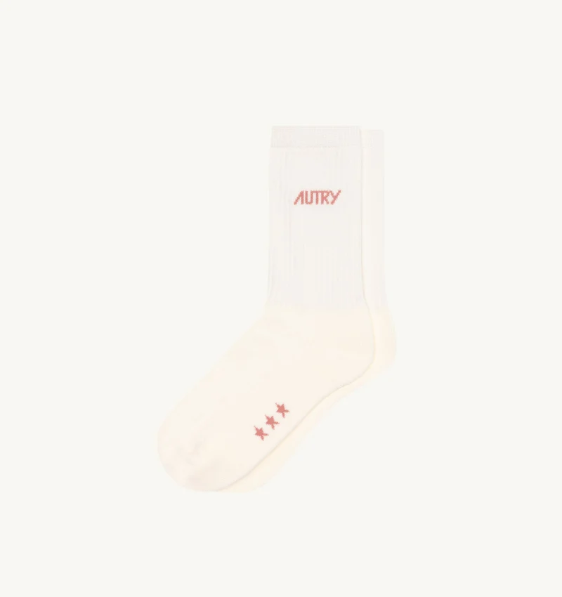 AUTRY - SOPU 0558 - Autry Calzino - Avorio logo rosa