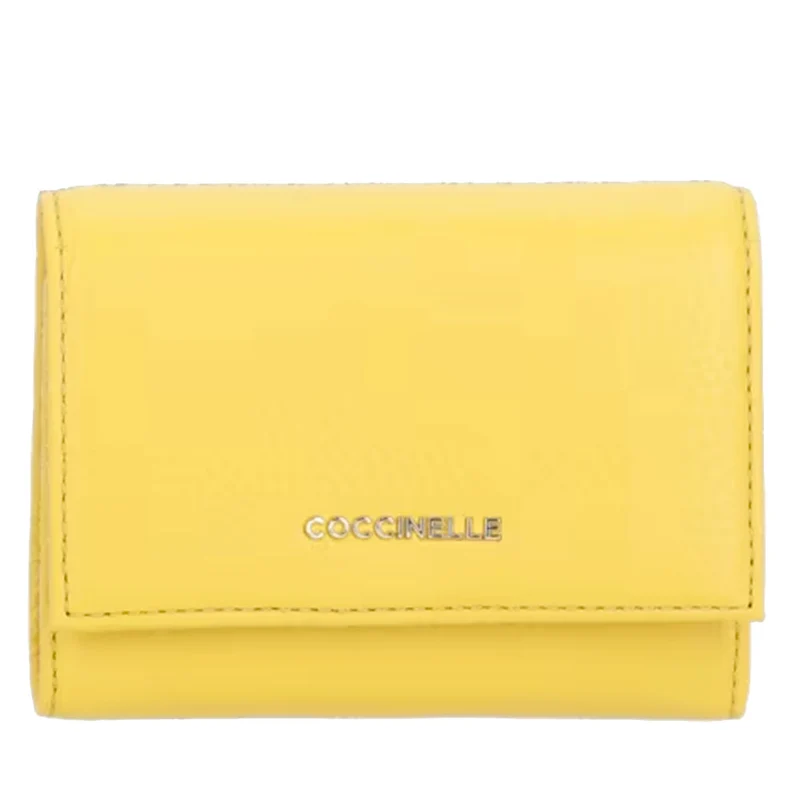 Portafoglio Donna Piccolo COCCINELLE in Pelle Colore Soleado Linea Metallic Soft