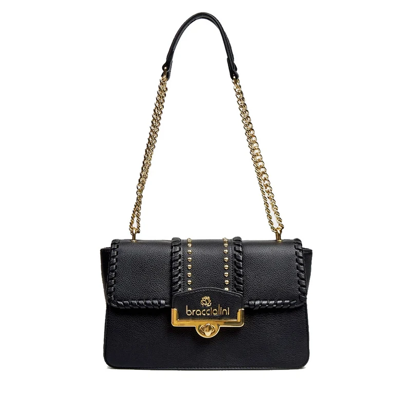 Borsa Donna a Spalla e Tracolla BRACCIALINI linea Ribbon Nera