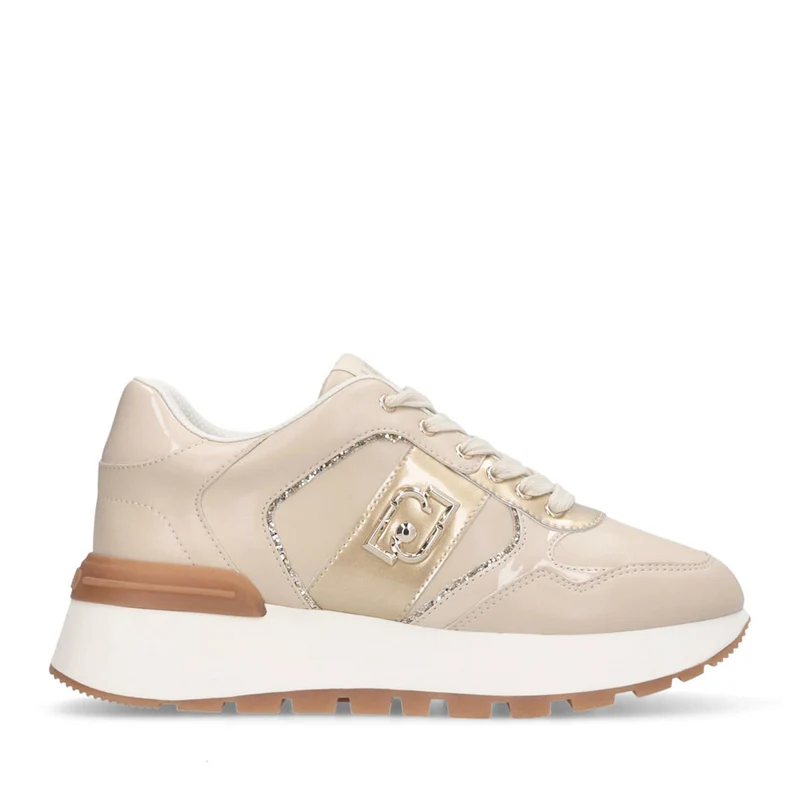 Sneakers Platform Donna LIU JO Amazing 43 in Pelle Beige con Dettaglio Glitter