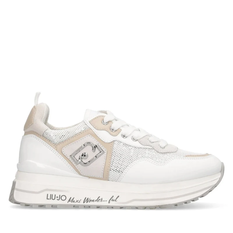 Sneakers Platform Donna LIU JO Maxi Wonder 01 in Pelle e Mesh Bianco con Paillettes