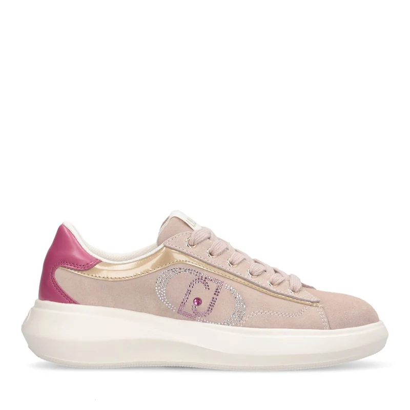 Sneakers Donna LIU JO Casper 01 in Suede Nude e Inserto Bouganville