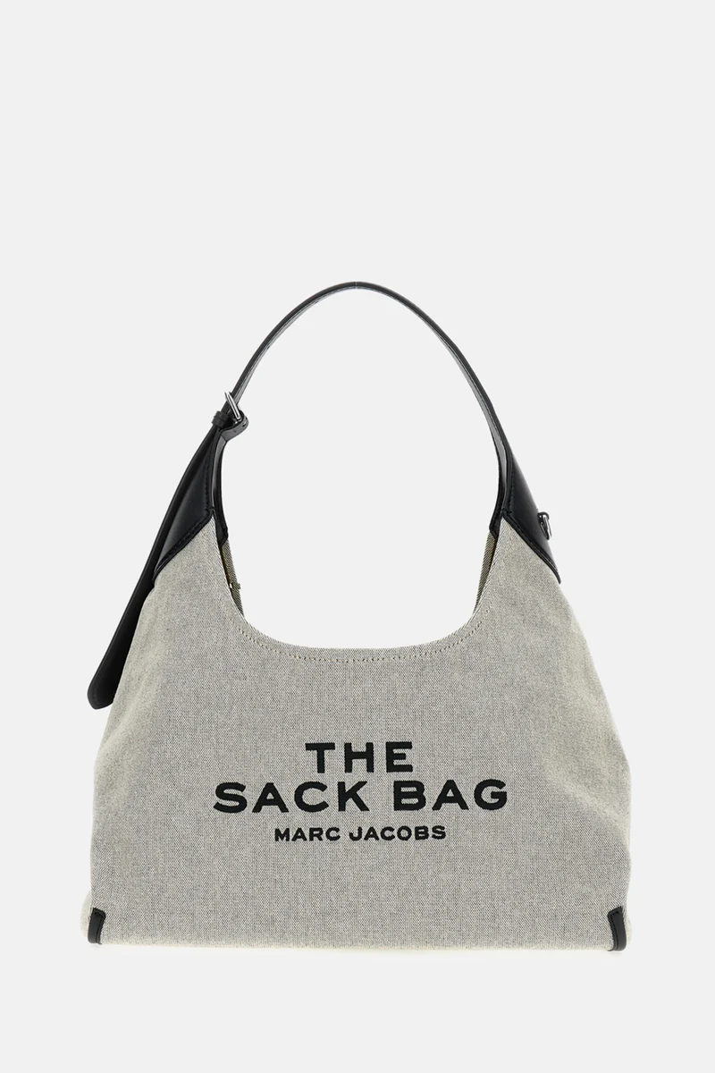 THE LEATHER-TRIM CANVAS BELTED SACK BAG