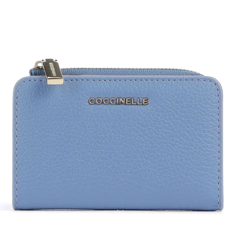 Portacarte Mini COCCINELLE in Pelle Linea Metallic Soft colore Azul