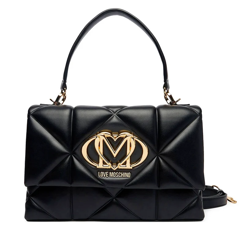 Borsa Donna a Mano con Tracolla LOVE MOSCHINO linea Embossed Trapuntata Nera