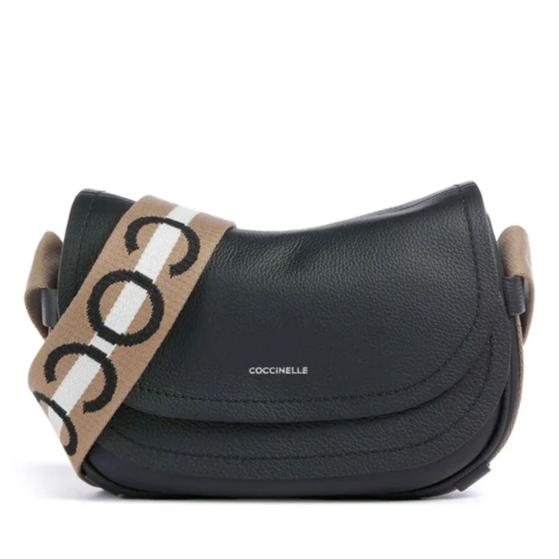 Borsa Donna a Tracolla COCCINELLE in Pelle linea Raquel Colore Noir - Cuir Misura Piccola