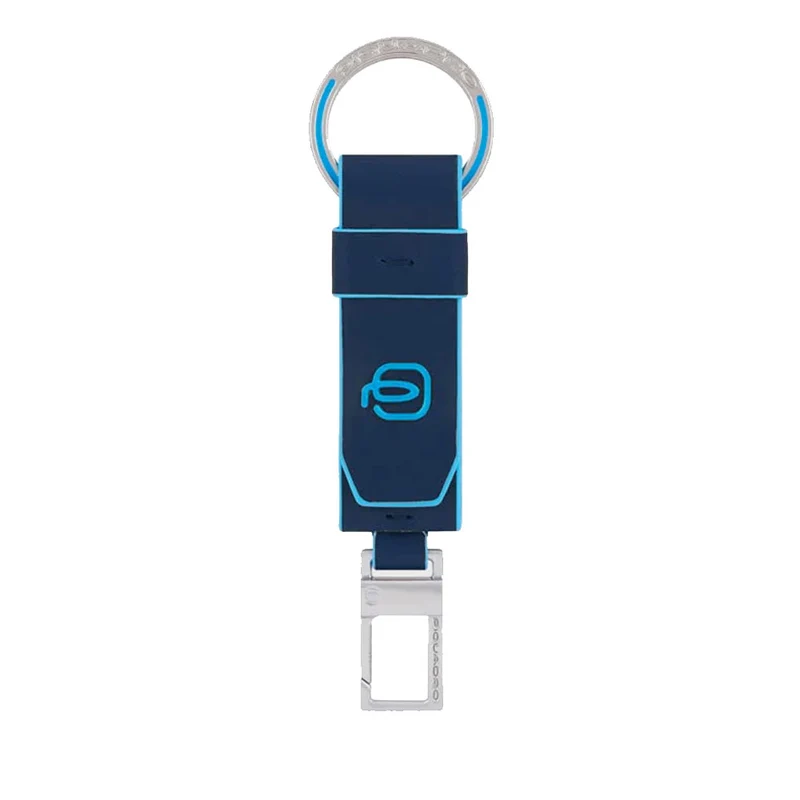 Portachiavi Uomo con Anello e Moschettone PIQUADRO in Pelle Blu linea Blue Square - PC3751B2