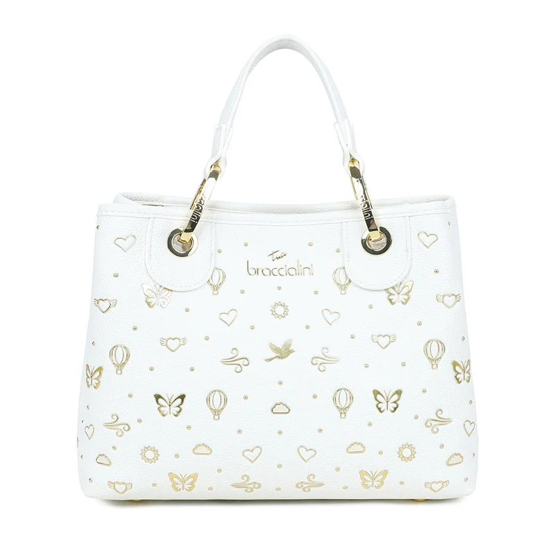 Borsa Donna a Mano Media BRACCIALINI linea Beth Strass Bianco