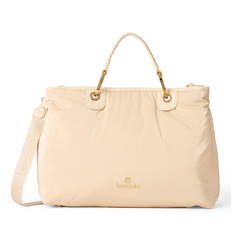 Borsa Donna a Mano Large BRACCIALINI linea Beth Puffy in Nylon Beige
