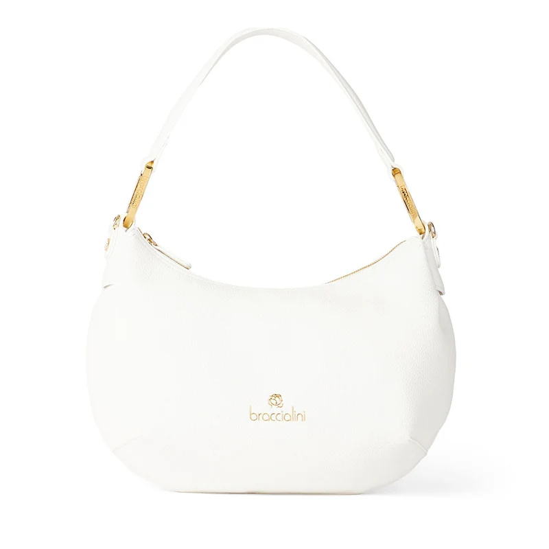 Borsa Donna Mezzaluna a Spalla Media BRACCIALINI linea Beth Bianco