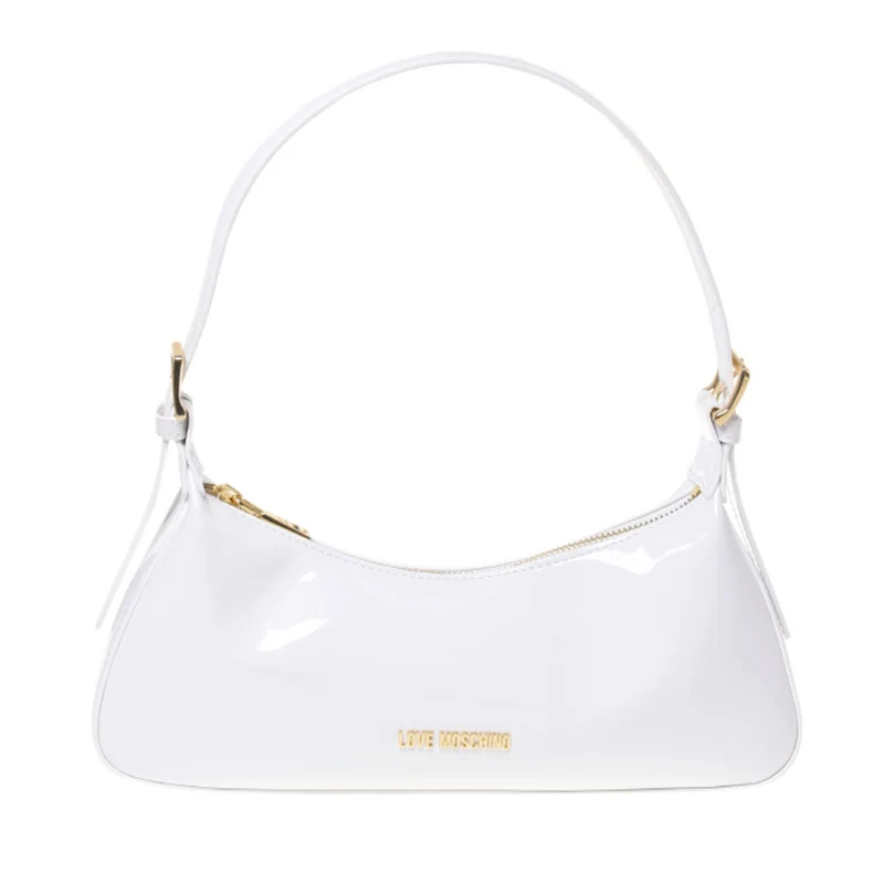 Borsa Donna a Spalla LOVE MOSCHINO in Ecopelle Effetto Vernice Bianca