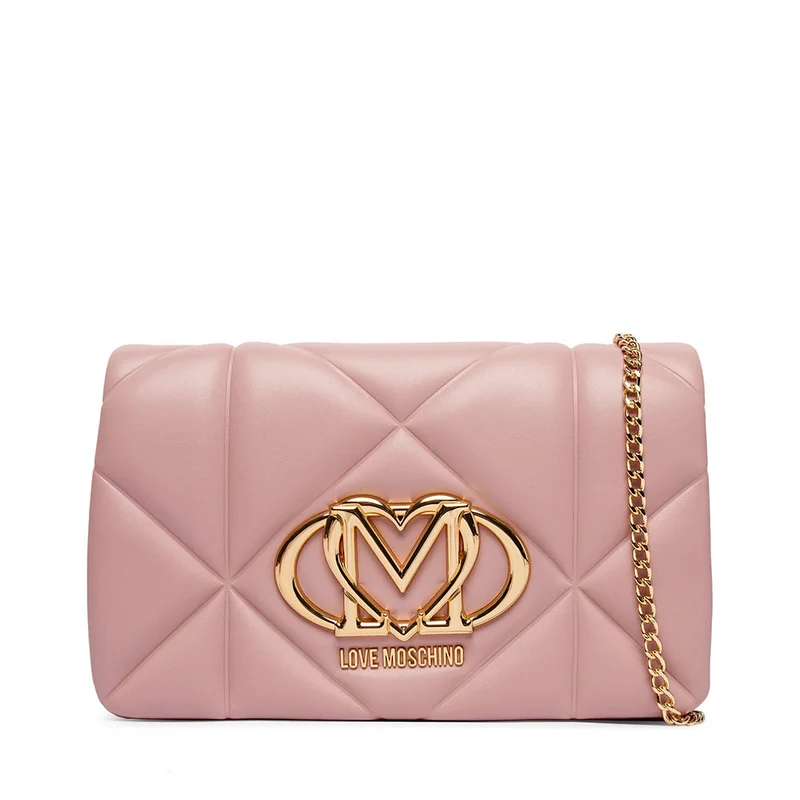 Clutch Trapuntata con Tracolla LOVE MOSCHINO linea Embossed Rosa