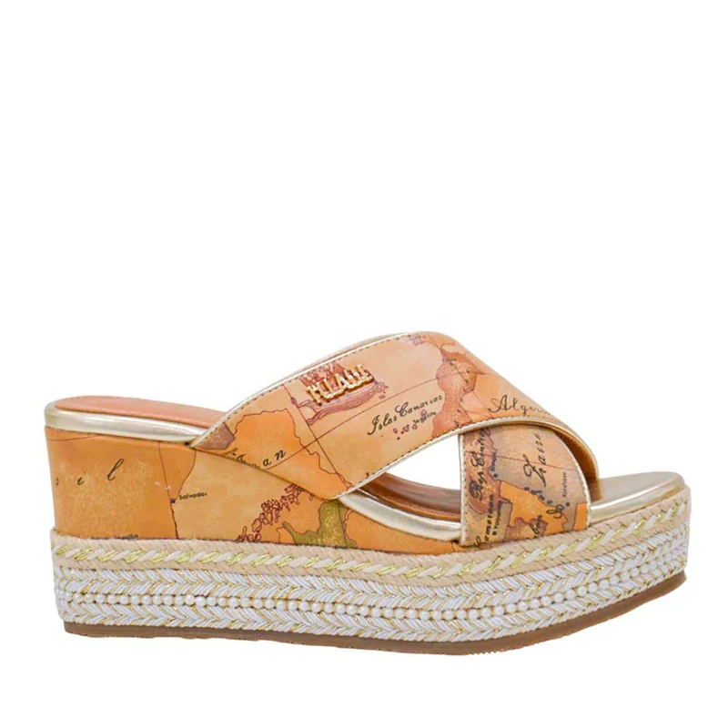 Ciabatte Donna con Zeppa 1A Classe Alviero Martini in Eco Nappa stampa Geo Classic 1401