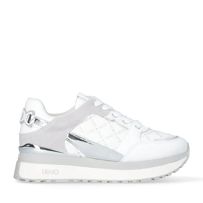 Sneakers Platform Donna LIU JO Maxi Wonder 91 in Pelle e Suede Bianco