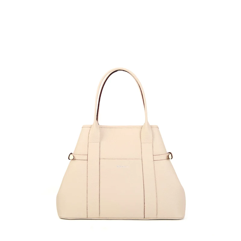 BEIGE MIDI TOTE BAG SIDE BUCKLES