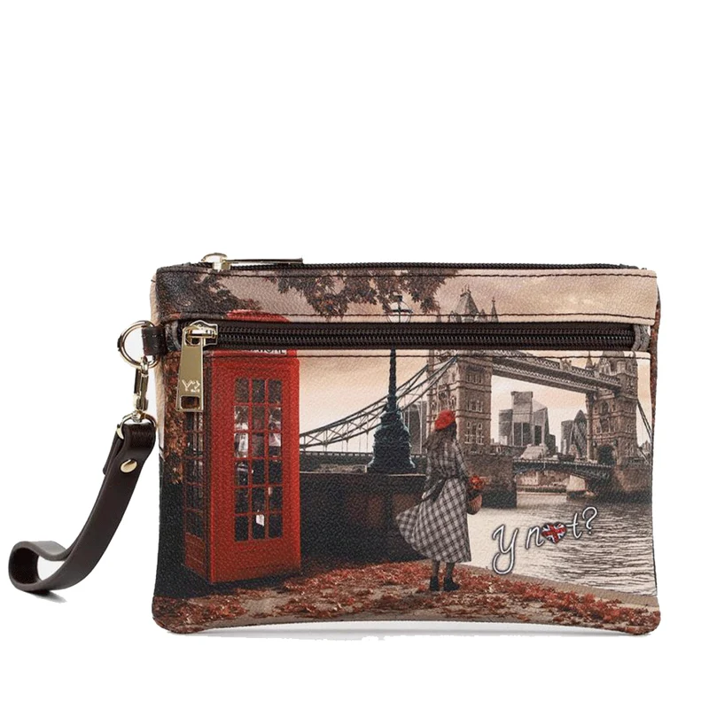 Pochette Donna con Zip Y NOT YES-342 Stampa London Bridge