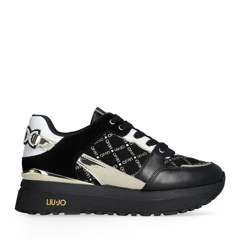 Sneakers Platform Donna LIU JO Maxi Wonder 91 in Pelle e Suede Nero