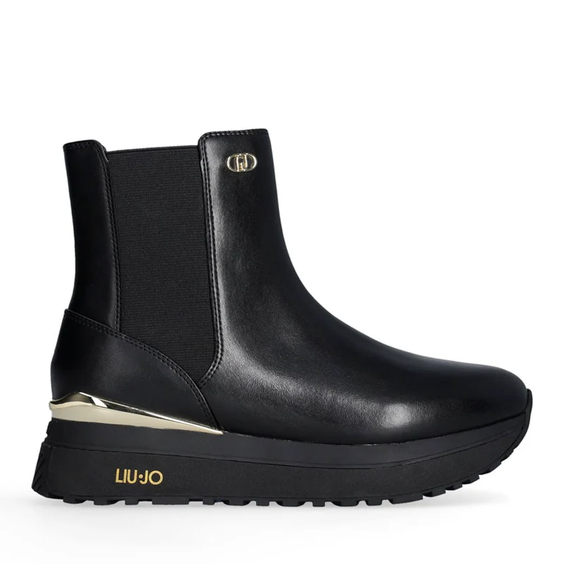 Sneakers Alte Donna LIU JO Maxi Wonder 95 in Tessuto Stretch e Suede Nero