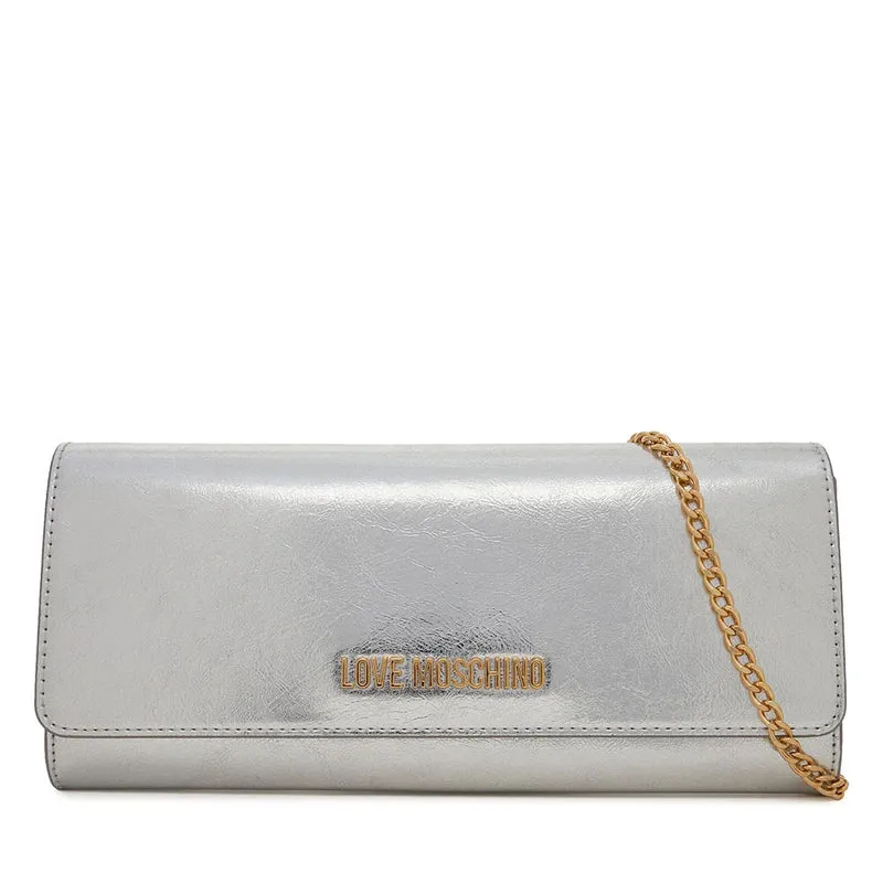 Clutch Donna con Tracolla LOVE MOSCHINO effetto Metallizzato Argento