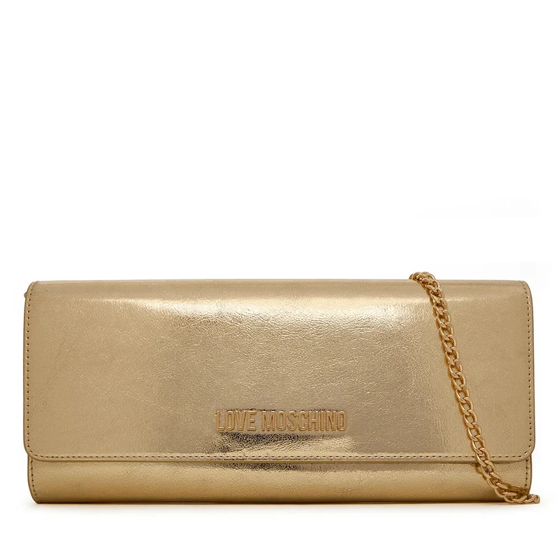Clutch Donna con Tracolla LOVE MOSCHINO effetto Metallizzato Oro