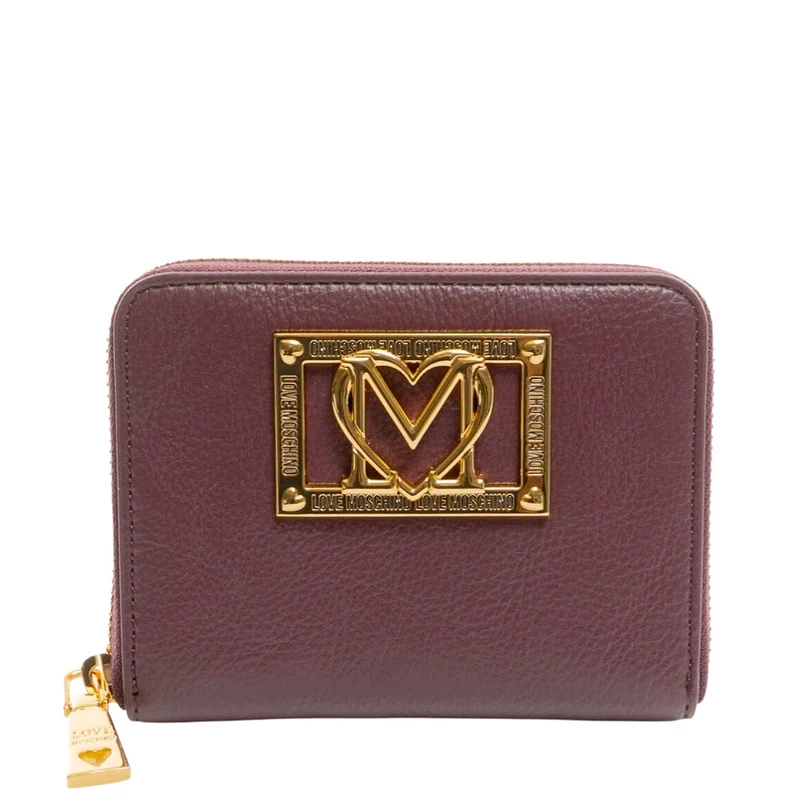 Portafoglio Donna Piccolo Zip Around LOVE MOSCHINO color Vino con Placca Logata