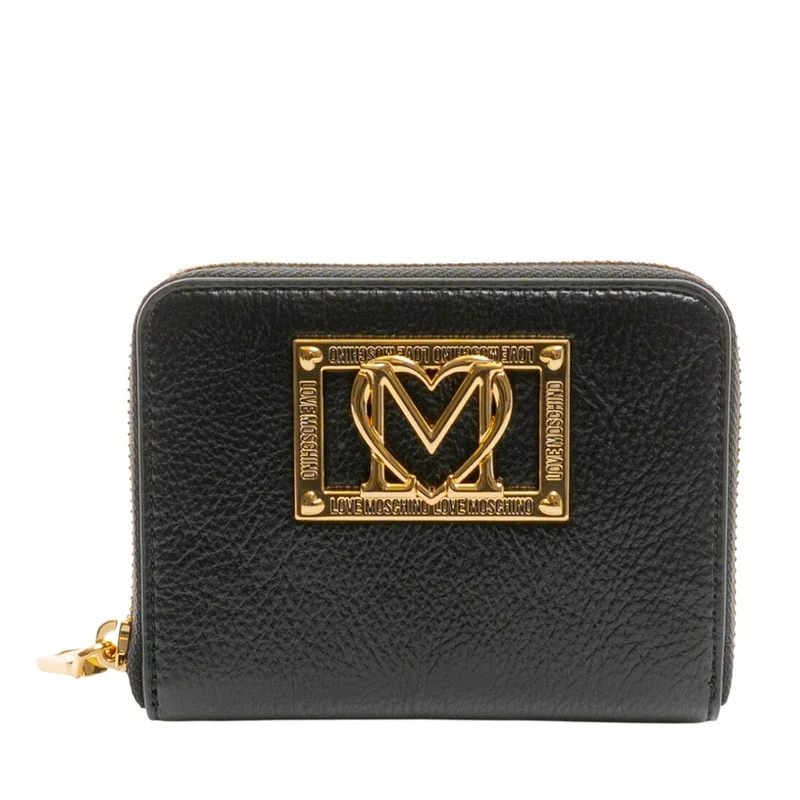 Portafoglio Donna Piccolo Zip Around LOVE MOSCHINO Nero con Placca Logata
