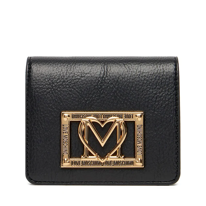 Portafoglio Donna Piccolo con Bottone LOVE MOSCHINO Nero con Placca Logata