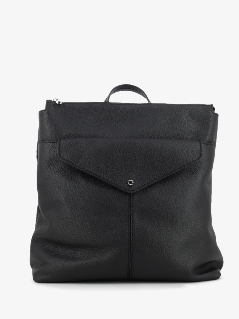Zaino in pelle con tasche nero