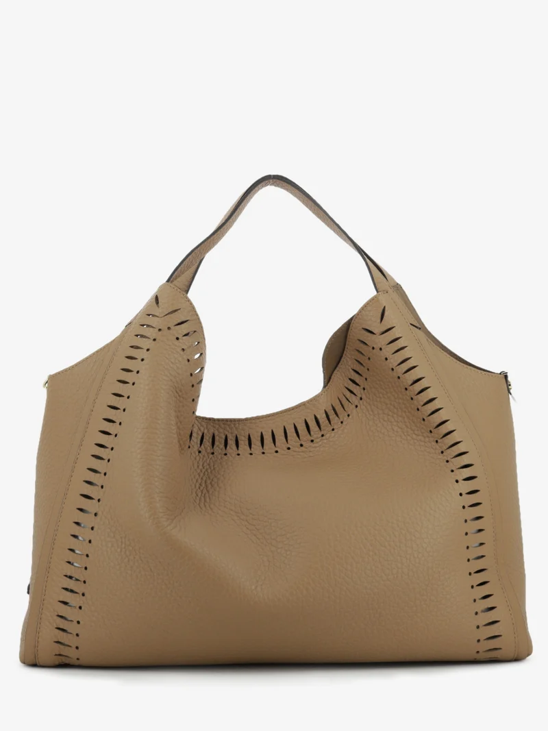 Borsa in pelle traforata cuoio