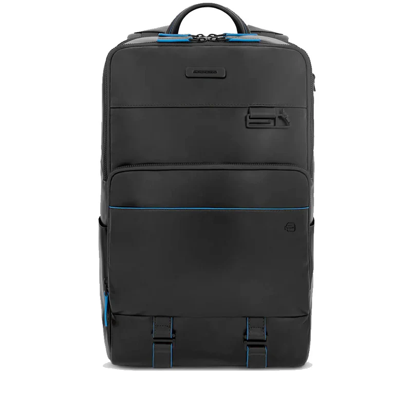 PIQUADRO Zaino Uomo Porta Pc 15,6" e IPad in Pelle Nera Linea Blue Square Revamp - CA5939B2V