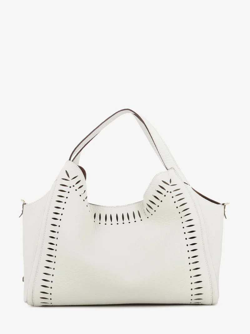 Borsa in pelle traforata bianca